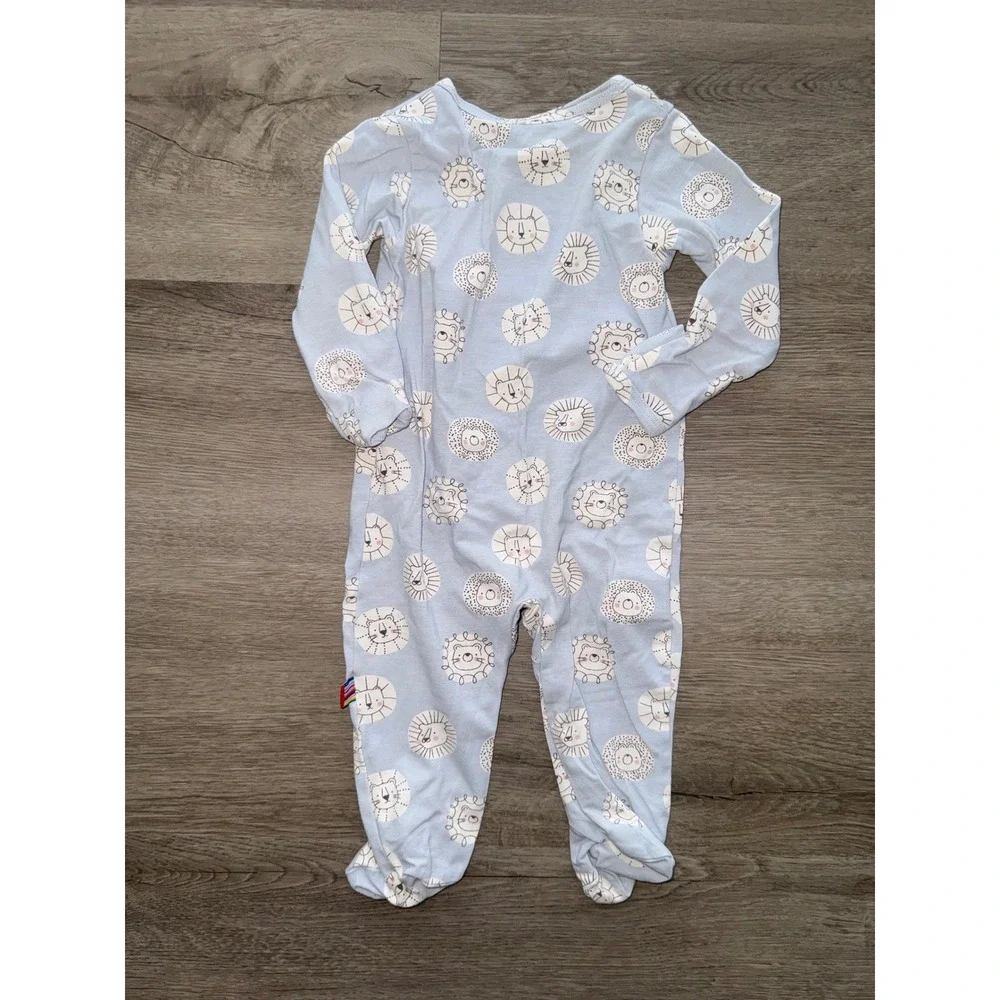Magnetic Me Light Blue Animal One Piece Footie Pajama, 0-3 Months